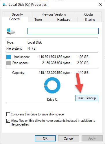 Xóa các file không cần thiết, xóa file Windows.old bằng Disk Cleanup bước 2